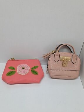 Peach Pink Mini Dome Bag and a Floral Coin Pouch